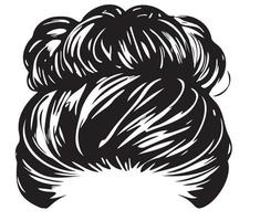 Messy bun hairstyles illustration of business hairstyle with natural long hair vector