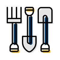 shovel, hoe, garden carpentry tool icon vector illustration