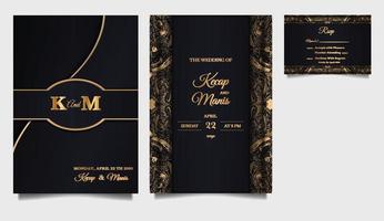 elegant wedding invitation cards set vector