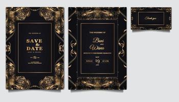 luxury vintage wedding invitation set vector