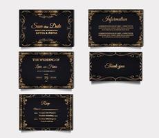 luxury elegant wedding invitation card design set vector