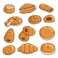 Set of bread vector illustration outline flat design