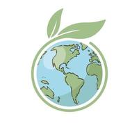 Planet earth icon with leaf protecting it. Save the world, eco-friendly symbol. Protect the environment. vector