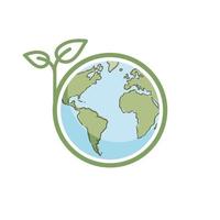 Planet earth icon with leaf protecting it. Save the world, eco-friendly symbol. Protect the environment. vector