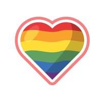 Lgbt pride heart. Rainbow flag love symbol. Diversity and freedom. Flat style vector icon with shadows and sparks.