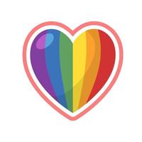 Lgbt pride heart. Rainbow flag love symbol. Diversity and freedom. Flat style vector icon with shadows and sparks.