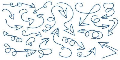 Hand Drawn Arrow Collection. Arrow Icon with Sketch Doodle Style. Pointers Symbol vector