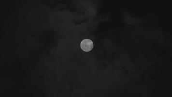 laps de temps de plein lune en mouvement contre noir nuage nuit ciel video