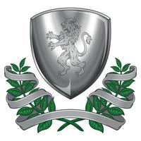 Medieval Coat of Arms with rampant lion vector