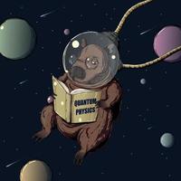 space helmet capybara reading quantum physics in space vector