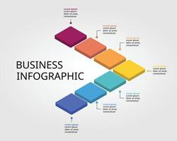 square chart template of right side for infographic for presentation for 7 element vector