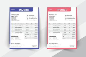 Invoice template design in minimal style Pro Vector