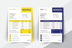 Invoice template design in minimal style Pro Vector