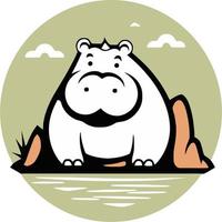 Hippo Sitting on Rock vector