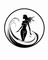 Black and White Woman in Water vector