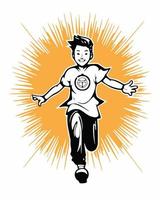 boy with super powers running vector