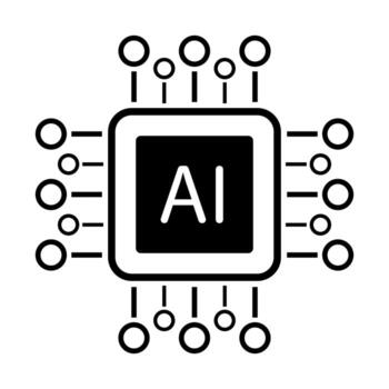 Artificial intelligence AI processor chip vector icon symbol for graphic design, logo, web site, social media, mobile app, ui illustration