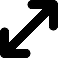 Enlarge black glyph ui icon. Scaling player window. Gesture on touch screen. User interface design. Silhouette symbol on white space. Solid pictogram for web, mobile. Isolated vector illustration
