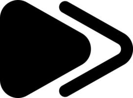 Fast forward button black glyph ui icon. Music player bar. Switch to next song. User interface design. Silhouette symbol on white space. Solid pictogram for web, mobile. Isolated vector illustration