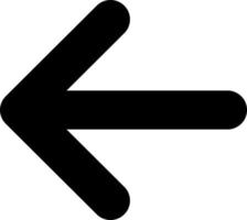 Leftwards arrow black glyph ui icon. Pressing left. Setting menu. Selection mode. User interface design. Silhouette symbol on white space. Solid pictogram for web, mobile. Isolated vector illustration