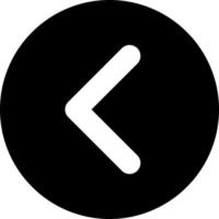 Arrow left button black glyph ui icon. Move back. Toolbar. Previous track. User interface design. Silhouette symbol on white space. Solid pictogram for web, mobile. Isolated vector illustration