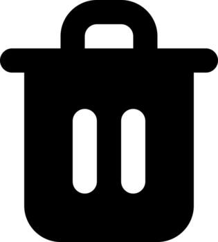 basura lata negro glifo ui icono. Eliminar botón. reciclar compartimiento. residuos envase. usuario interfaz diseño. silueta símbolo en blanco espacio. sólido pictograma para web, móvil. aislado vector ilustración