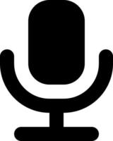 Microphone black glyph ui icon. Sharing voice messages. Convert text into audio. User interface design. Silhouette symbol on white space. Solid pictogram for web, mobile. Isolated vector illustration