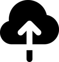 Upload to cloud black glyph ui icon. Large files storage. Loading process. User interface design. Silhouette symbol on white space. Solid pictogram for web, mobile. Isolated vector illustration