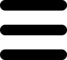 Hamburger like menu black glyph ui icon. Three lines. More options. Navigation. User interface design. Silhouette symbol on white space. Solid pictogram for web, mobile. Isolated vector illustration
