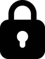 Locked padlock black glyph ui icon. Restrict access. Security settings. User interface design. Silhouette symbol on white space. Solid pictogram for web, mobile. Isolated vector illustration