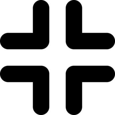 Exit full screen black glyph ui icon. Video player bar. Get out fullscreen mode. User interface design. Silhouette symbol on white space. Solid pictogram for web, mobile. Isolated vector illustration