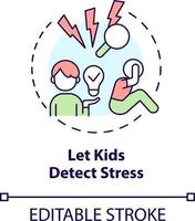 Let kids detect stress concept icon. Foster emotional regulation in children abstract idea thin line illustration. Isolated outline drawing. Editable stroke vector