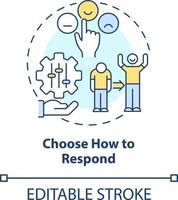 Choose how to respond concept icon. Strategy for emotional regulation abstract idea thin line illustration. Isolated outline drawing. Editable stroke vector