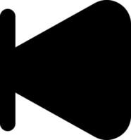 Skip previous button black glyph ui icon. Music player. Playing multimedia file. User interface design. Silhouette symbol on white space. Solid pictogram for web, mobile. Isolated vector illustration