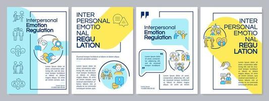 Interpersonal emotion regulation blue and yellow brochure template. Leaflet design with linear icons. Editable 4 vector layouts for presentation, annual reports