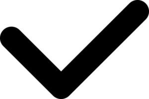 Check mark black glyph ui icon. Accept action. Task management. Correct choice. User interface design. Silhouette symbol on white space. Solid pictogram for web, mobile. Isolated vector illustration