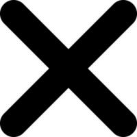 Cross mark black glyph ui icon. Delete action. Cancel button. Close window. User interface design. Silhouette symbol on white space. Solid pictogram for web, mobile. Isolated vector illustration