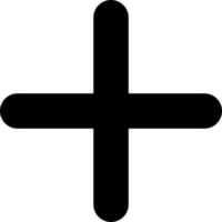 Plus black glyph ui icon. Expanding option. Interactive content. Upload new file. User interface design. Silhouette symbol on white space. Solid pictogram for web, mobile. Isolated vector illustration