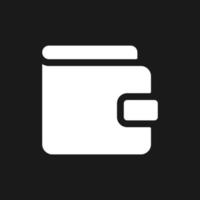 Wallet dark mode glyph ui icon. Personal bank account. Money transfer. User interface design. White silhouette symbol on black space. Solid pictogram for web, mobile. Vector isolated illustration