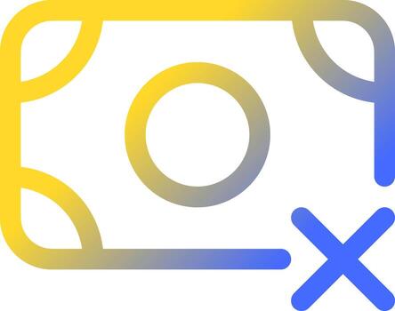 sin efectivo pago solamente píxel Perfecto degradado lineal ui icono. pagar con crédito tarjeta. rechazar papel dinero. línea color usuario interfaz símbolo. moderno estilo pictograma. vector aislado contorno ilustración