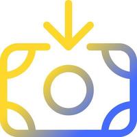 entrante efectivo píxel Perfecto degradado lineal ui icono. recibir dinero. ingresos y ganancia. dinero transacción. línea color usuario interfaz símbolo. moderno estilo pictograma. vector aislado contorno ilustración