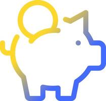 Put coin into piggy bank pixel perfect gradient linear ui icon. Save money. Budget and capital. Line color user interface symbol. Modern style pictogram. Vector isolated outline illustration