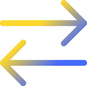 Two arrows pixel perfect gradient linear ui icon. Exchange and communication. Left and right arrows. Line color user interface symbol. Modern style pictogram. Vector isolated outline illustration