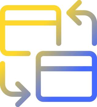 intra banco transferir píxel Perfecto degradado lineal ui icono. mismo banco cuentas transacción. crédito tarjeta. línea color usuario interfaz símbolo. moderno estilo pictograma. vector aislado contorno ilustración