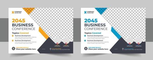 Vector corporate horizontal business conference flyer template or business live webinar conference banner design template