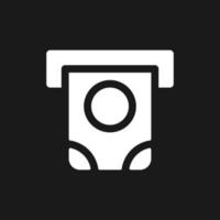 Money dispenser dark mode glyph ui icon. Automated teller machine. User interface design. White silhouette symbol on black space. Solid pictogram for web, mobile. Vector isolated illustration