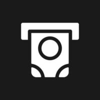 Money dispenser dark mode glyph ui icon. Automated teller machine. User interface design. White silhouette symbol on black space. Solid pictogram for web, mobile. Vector isolated illustration