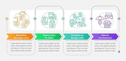 Budgeting for inflation rectangle infographic template. Data visualization with 4 steps. Editable timeline info chart. Workflow layout with line icons vector