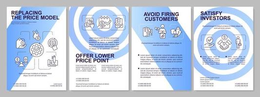 Price model blue gradient brochure template. Dealing with inflation. Leaflet design with linear icons. 4 vector layouts for presentation, annual reports