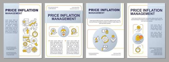 Price inflation management grey brochure template. Leaflet design with linear icons. Editable 4 vector layouts for presentation, annual reports